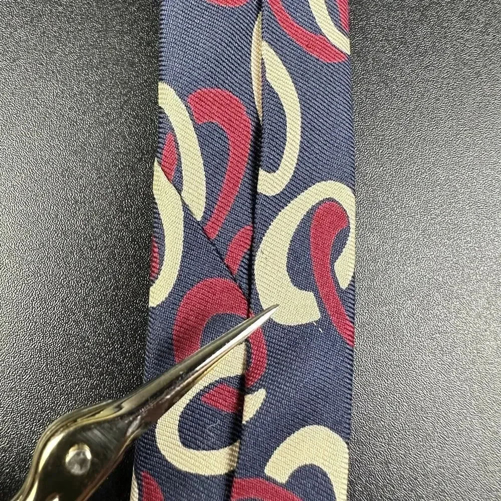 Vintage Polo Ralph Lauren Silk Tie Mens Navy Geometric Handmade in USA Necktie*